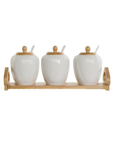 Portazucchero DKD Home Decor Bianco Naturale Bambù Porcellana 31 x 9 x 7 cm 4 Pezzi Portazucchero DKD Home Decor Bianco Naturale Bambù Porcellana 31 x 9 x 7 cm 4 Pezzi