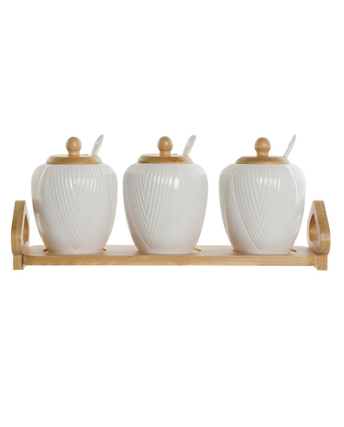 Portazucchero DKD Home Decor Bianco Naturale Bambù Porcellana 31 x 9 x 7 cm 4 Pezzi Portazucchero DKD Home Decor Bianco Naturale Bambù Porcellana 31 x 9 x 7 cm 4 Pezzi