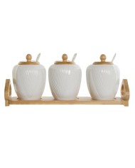 Portazucchero DKD Home Decor Bianco Naturale Bambù Porcellana 31 x 9 x 7 cm 4 Pezzi Portazucchero DKD Home Decor Bianco Naturale Bambù Porcellana 31 x 9 x 7 cm 4 Pezzi