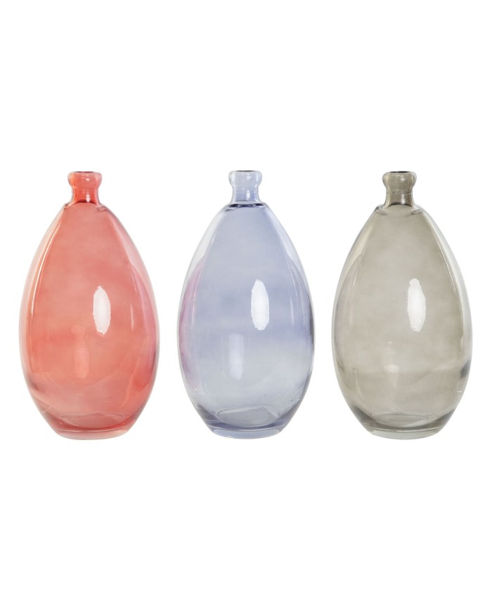 Vaso DKD Home Decor Nero Rosso Blu Marino Vetro Temperato 14 x 14 x 30 cm (3 Unità) Vaso DKD Home Decor Nero Rosso Blu Marino Vetro Temperato 14 x 14 x 30 cm (3 Unità)