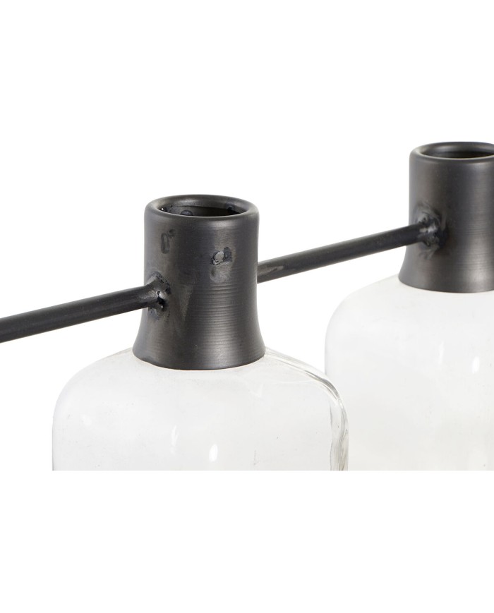 Vaso DKD Home Decor Nero Naturale Metallo Cristallo Legno di paulownia 49 x 11 x 27 cm (3 Pezzi) Vaso DKD Home Decor Nero Naturale Metallo Cristallo Legno di paulownia 49 x 11 x 27 cm (3 Pezzi)