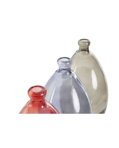 Vaso DKD Home Decor Nero Rosso Blu Marino Vetro Temperato 14 x 14 x 30 cm (3 Unità) Vaso DKD Home Decor Nero Rosso Blu Marino Vetro Temperato 14 x 14 x 30 cm (3 Unità)