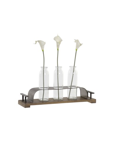 Vaso DKD Home Decor Marrone Nero Metallo Cristallo 45 x 11 x 22 cm (3 Pezzi) Vaso DKD Home Decor Marrone Nero Metallo Cristallo 45 x 11 x 22 cm (3 Pezzi)