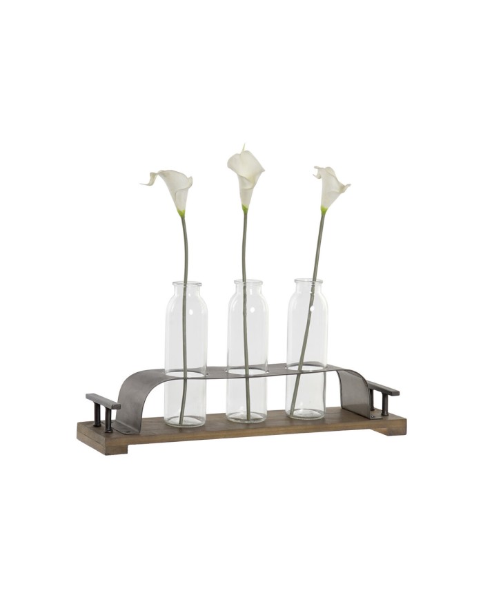 Vaso DKD Home Decor Marrone Nero Metallo Cristallo 45 x 11 x 22 cm (3 Pezzi) Vaso DKD Home Decor Marrone Nero Metallo Cristallo 45 x 11 x 22 cm (3 Pezzi)