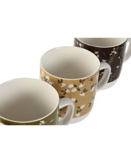 Tazza Mug DKD Home Decor Marrone Verde Rosa Senape Porcellana 380 ml (4 Unità) Tazza Mug DKD Home Decor Marrone Verde Rosa Senape Porcellana 380 ml (4 Unità)