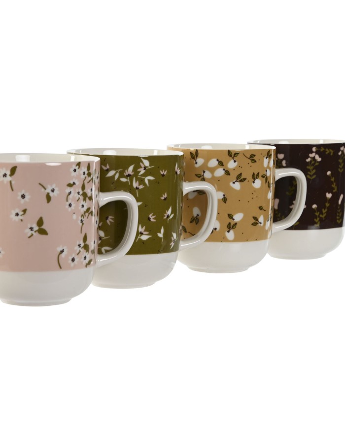 Tazza Mug DKD Home Decor Marrone Verde Rosa Senape Porcellana 380 ml (4 Unità) Tazza Mug DKD Home Decor Marrone Verde Rosa Senape Porcellana 380 ml (4 Unità)