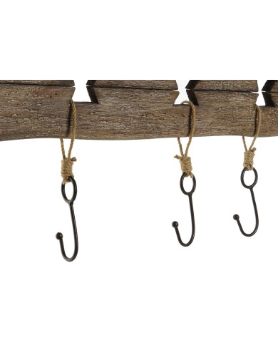Appendiabiti da parete Home ESPRIT Naturale Metallo Legno di paulownia 99 x 3 x 31 cm