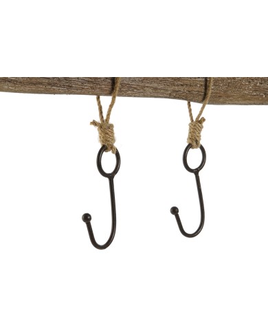 Appendiabiti da parete Home ESPRIT Naturale Metallo Legno di paulownia 99 x 3 x 31 cm