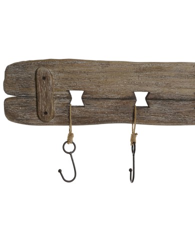 Appendiabiti da parete Home ESPRIT Naturale Metallo Legno di paulownia 99 x 3 x 31 cm
