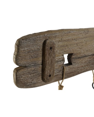 Appendiabiti da parete Home ESPRIT Naturale Metallo Legno di paulownia 99 x 3 x 31 cm