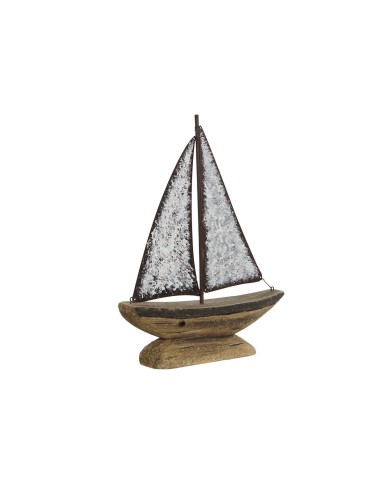 Statua Decorativa Home ESPRIT Bianco Naturale Barca a vela Finitura invecchiata 26 x 6 x 34 cm Statua Decorativa Home ESPRIT Bianco Naturale Barca a vela Finitura invecchiata 26 x 6 x 34 cm