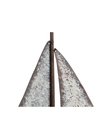 Statua Decorativa Home ESPRIT Bianco Naturale Barca a vela Finitura invecchiata 35,3 x 8 x 46,5 cm