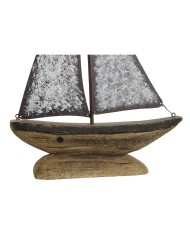 Statua Decorativa Home ESPRIT Bianco Naturale Barca a vela Finitura invecchiata 26 x 6 x 34 cm Statua Decorativa Home ESPRIT Bianco Naturale Barca a vela Finitura invecchiata 26 x 6 x 34 cm