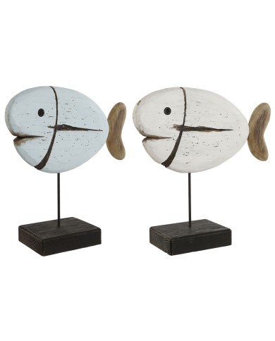 Statua Decorativa Home ESPRIT Bianco Naturale Pesce Finitura invecchiata (2 Unità) Statua Decorativa Home ESPRIT Bianco Naturale Pesce Finitura invecchiata (2 Unità)
