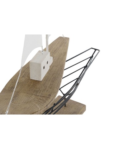 Statua Decorativa Home ESPRIT Bianco Naturale Barca a vela Marinaio Finitura invecchiata 54 x 15 x 61,5 cm