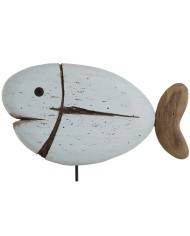 Statua Decorativa Home ESPRIT Bianco Naturale Pesce Finitura invecchiata (2 Unità)
