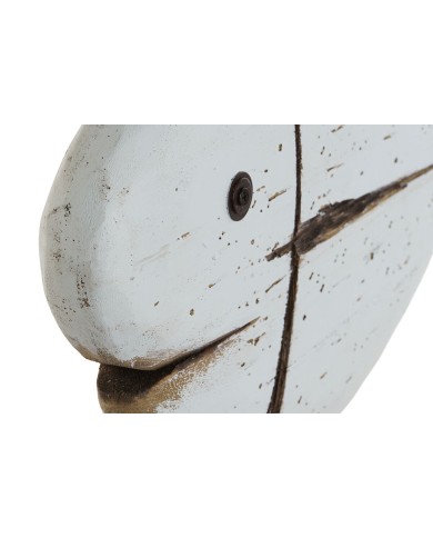 Statua Decorativa Home ESPRIT Bianco Naturale Pesce Finitura invecchiata (2 Unità)