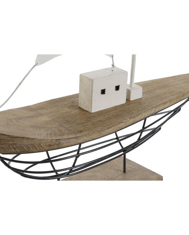 Statua Decorativa Home ESPRIT Bianco Naturale Barca a vela Marinaio Finitura invecchiata 54 x 15 x 61,5 cm