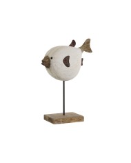 Statua Decorativa Home ESPRIT Bianco Naturale Pesce Finitura invecchiata (2 Unità)