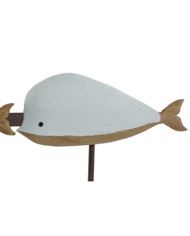 Appendiabiti da parete Home ESPRIT Bianco Blu cielo Metallo Legno di paulownia Balena 45 x 10 x 17,5 cm (2 Unità)