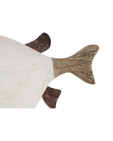 Statua Decorativa Home ESPRIT Bianco Naturale Pesce 24 x 10 x 33 cm