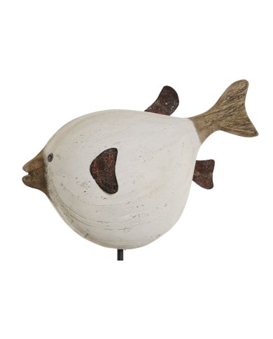 Statua Decorativa Home ESPRIT Bianco Naturale Pesce 24 x 10 x 33 cm