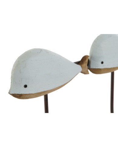 Appendiabiti da parete Home ESPRIT Bianco Blu cielo Metallo Legno di paulownia Balena 45 x 10 x 17,5 cm (2 Unità)