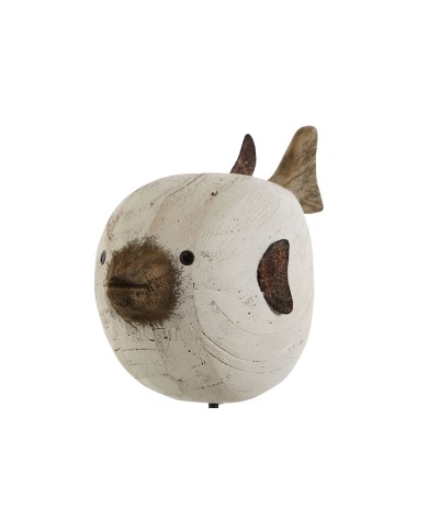 Statua Decorativa Home ESPRIT Bianco Naturale Pesce 24 x 10 x 33 cm