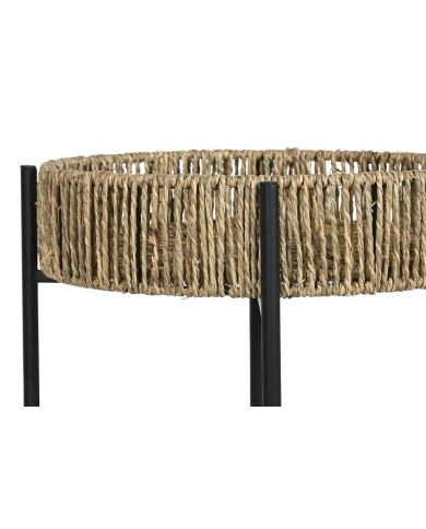 Set di 2 tavoli Home ESPRIT Nero Naturale Metallo 49 x 49 x 44 cm