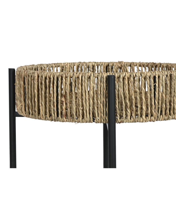 Set di 2 tavoli Home ESPRIT Nero Naturale Metallo 49 x 49 x 44 cm