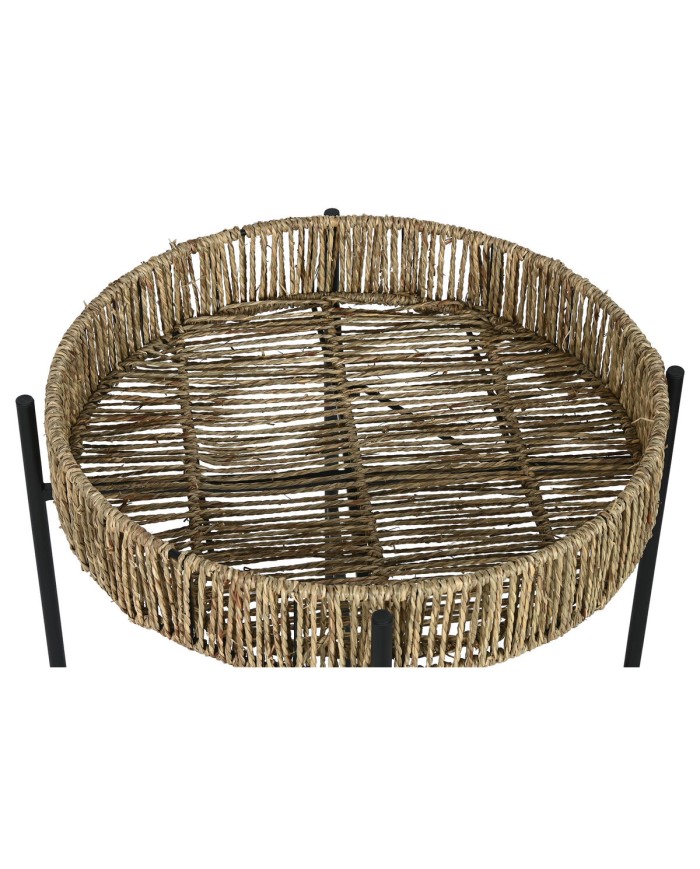 Set di 2 tavoli Home ESPRIT Nero Naturale Metallo 49 x 49 x 44 cm
