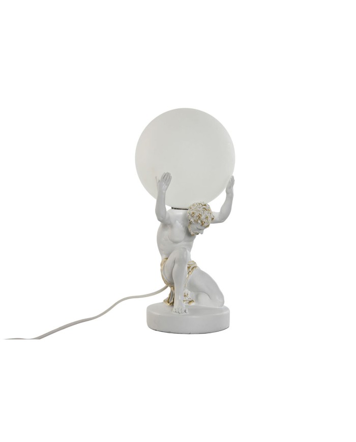 Lampada da tavolo Home ESPRIT Bianco Dorato Resina Plastica 220 V 14 x 14 x 32 cm