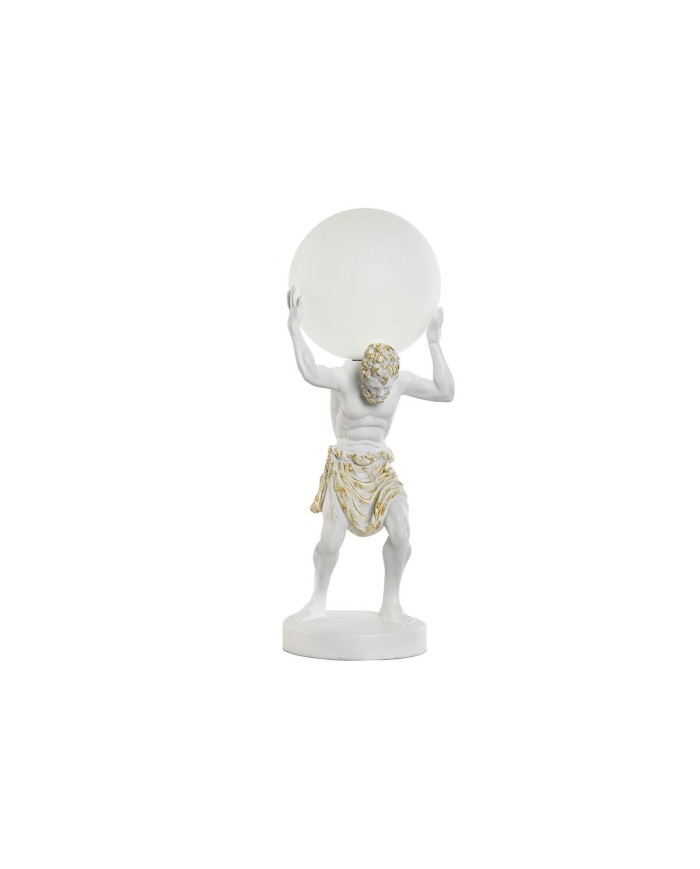 Lampada da tavolo Home ESPRIT Bianco Dorato Resina Plastica 220 V 18 x 17 x 44 cm
