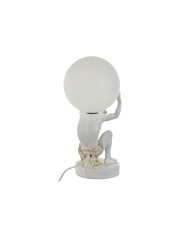 Lampada da tavolo Home ESPRIT Bianco Dorato Resina Plastica 220 V 14 x 14 x 32 cm