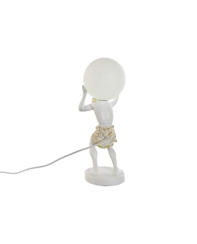 Lampada da tavolo Home ESPRIT Bianco Dorato Resina Plastica 220 V 18 x 17 x 44 cm