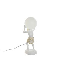 Lampada da tavolo Home ESPRIT Bianco Dorato Resina Plastica 220 V 18 x 17 x 44 cm