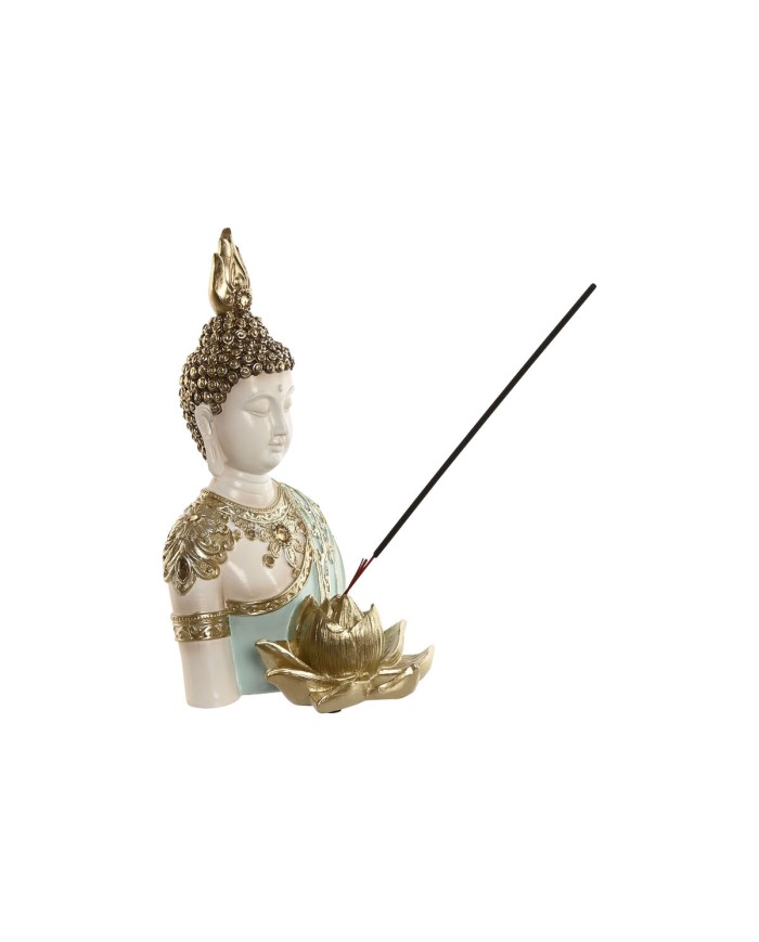 Statua Decorativa Home ESPRIT Turchese Dorato Buddha Orientale 12 x 12 x 22 cm