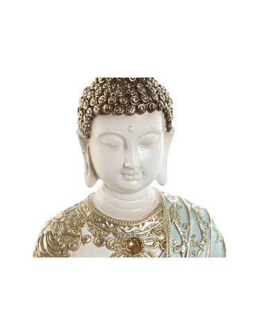 Statua Decorativa Home ESPRIT Turchese Dorato Buddha Orientale 12 x 12 x 22 cm