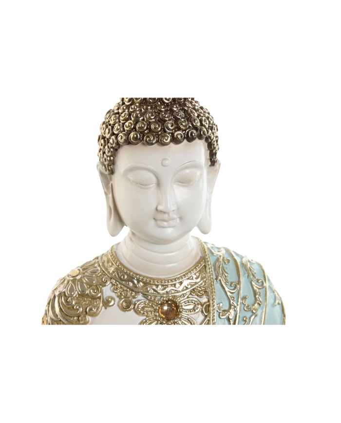 Statua Decorativa Home ESPRIT Turchese Dorato Buddha Orientale 12 x 12 x 22 cm