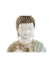 Statua Decorativa Home ESPRIT Turchese Dorato Buddha Orientale 12 x 12 x 22 cm