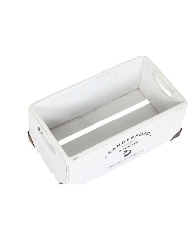 Set di Scatole Decorative Home ESPRIT Sanderford Bianco Legno di abete 35 x 22 x 15 cm (5 Pezzi)