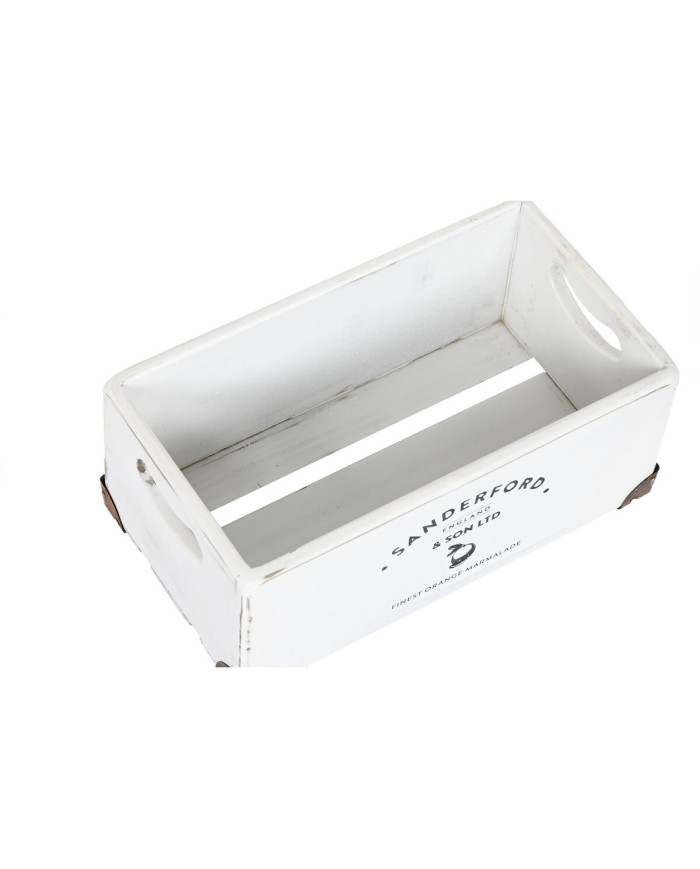 Set di Scatole Decorative Home ESPRIT Sanderford Bianco Legno di abete 35 x 22 x 15 cm (5 Pezzi)