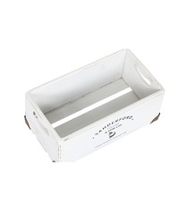 Set di Scatole Decorative Home ESPRIT Sanderford Bianco Legno di abete 35 x 22 x 15 cm (5 Pezzi)