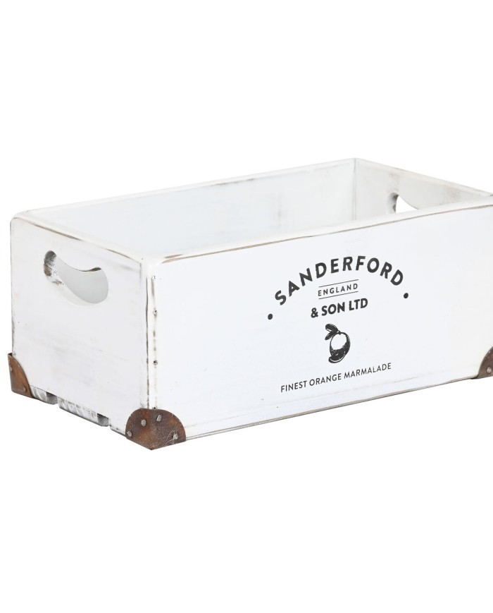 Set di Scatole Decorative Home ESPRIT Sanderford Bianco Legno di abete 35 x 22 x 15 cm (5 Pezzi)