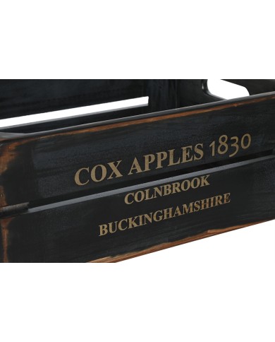 Scatole per conservare Home ESPRIT Cox Apples 1830 Nero Legno di abete 40 x 30 x 15 cm 3 Pezzi