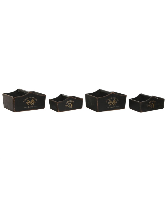 Set di Vassoi Home ESPRIT Nero Legno di abete 35 x 22 x 18 cm Set di Vassoi Home ESPRIT Nero Legno di abete 35 x 22 x 18 cm