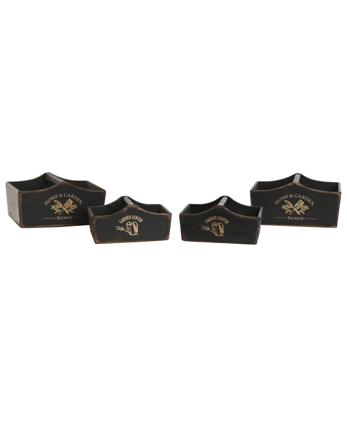 Set di Vassoi Home ESPRIT Nero Legno di abete 35 x 22 x 18 cm Set di Vassoi Home ESPRIT Nero Legno di abete 35 x 22 x 18 cm