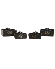 Set di Vassoi Home ESPRIT Nero Legno di abete 35 x 22 x 18 cm Set di Vassoi Home ESPRIT Nero Legno di abete 35 x 22 x 18 cm