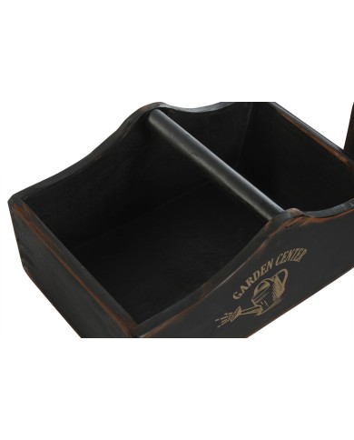 Set di Vassoi Home ESPRIT Nero Legno di abete 35 x 22 x 18 cm