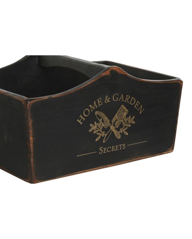 Set di Vassoi Home ESPRIT Nero Legno di abete 35 x 22 x 18 cm